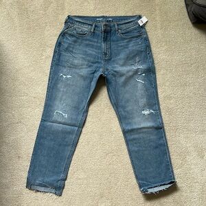 Old Navy Mid Rise Ripped Cut-Off Boyfriend Jeans Size 8
